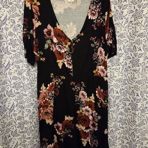 Maurices Black Floral Long Sleeve Dress